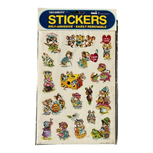 VTG Mark 1 Celebrity Stickers 1983 Animals Mice Frog Mushrooms Flowers H… - Picture 1 of 5